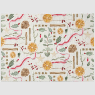 Kerst Holly Berry kaneel Sinaasappel Decoupage Tissuepapier