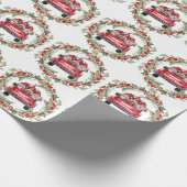 Kerst Holly Berry krans rode kabouter Waterverf Cadeaupapier (Hoek)