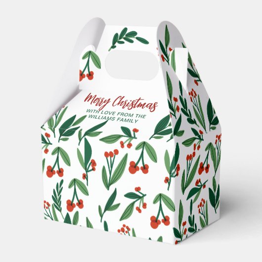 Kerst Holly Berry Leaves Holiday Bedankdoosjes (Voorkant Zijde)