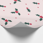 Kerst Holly Berry & Leaves Holiday Cadeaupapier (Hoek)