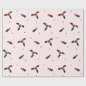 Kerst Holly Berry & Leaves Holiday Cadeaupapier (Vlak)