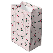 Kerst Holly Berry & Leaves Holiday Medium Cadeauzakje (Achterkant Gekanteld)