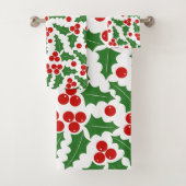 Kerst Holly Berry patroon rood en groen Bad Handdoek (Insitu)