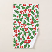 Kerst Holly Berry patroon rood en groen Bad Handdoek (Handdoek)