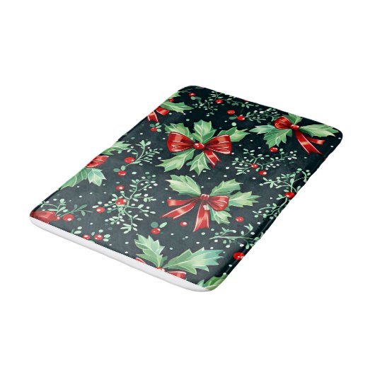 Kerst Holly Berry Pattern Badmat (Gekanteld)