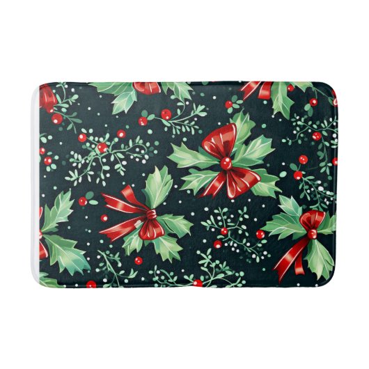 Kerst Holly Berry Pattern Badmat (Voorkant)