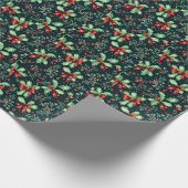 Kerst Holly Berry Pattern Cadeaupapier (Hoek)