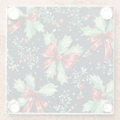 Kerst Holly Berry Pattern Glazen Onderzetter (Achterkant)