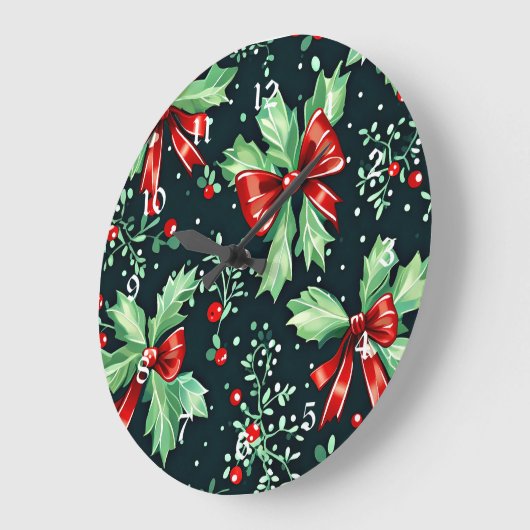 Kerst Holly Berry Pattern Grote Klok (Hoek)