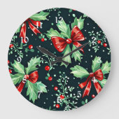 Kerst Holly Berry Pattern Grote Klok (Voorkant)