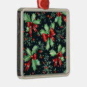 Kerst Holly Berry Pattern Metalen Ornament (Rechts)