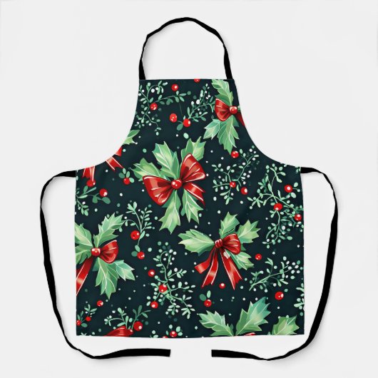 Kerst Holly Berry Pattern Schort (Voorkant)