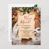 Kerst Holly Berry Rustic Bark We zijn verhuisd Aankondigingskaart (Voorkant / Achterkant)