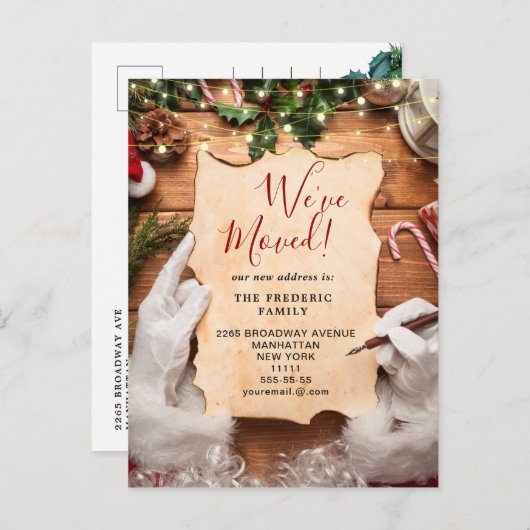 Kerst Holly Berry Rustic Bark We zijn verhuisd Aankondigingskaart (Voorkant / Achterkant)