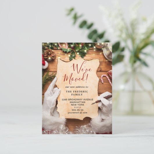 Kerst Holly Berry Rustic Bark We zijn verhuisd Aankondigingskaart (Staand voorkant)