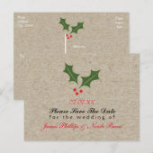 Kerst Holly Berry Vakantie Kraft Brown Briefkaart (Voorkant / Achterkant)