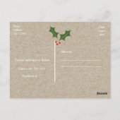 Kerst Holly Berry Vakantie Kraft Brown Briefkaart (Achterkant)