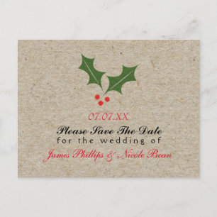 Kerst Holly Berry Vakantie Kraft Brown Briefkaart