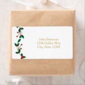 Kerst Holly Bes Elegant Adreslabel Etiket (Insitu)