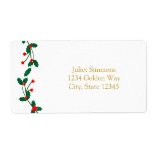 Kerst Holly Bes Elegant Adreslabel Etiket