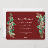 Kerst Holly Bes Hexagoon Gouden Glitter en Foto Feestdagenkaart (Achterkant)