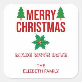 Kerst Holly Bes Kerstversierde Thuis Gebakken Vier Vierkante Sticker