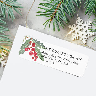 Kerst Holly Bes Terug Adres Etiket