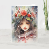 Kerst Holly Besje Fee Feestdag Kaart (Voorkant)