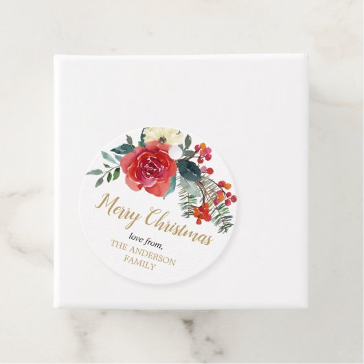 Kerst holly bessen bloemengroen cadeau labels (In situ)