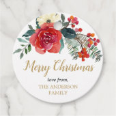 Kerst holly bessen bloemengroen cadeau labels (Voorkant)