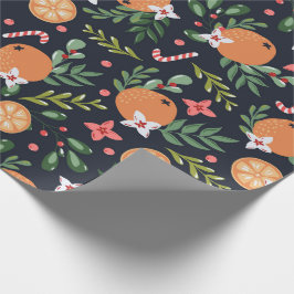 Kerst Holly bessen en Fruit Wrapping Paper Cadeaupapier