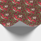 Kerst Holly & bessen, gebonden rode boog Cadeaupapier (Hoek)