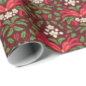 Kerst Holly & bessen, gebonden rode boog Cadeaupapier (Rol Hoek)
