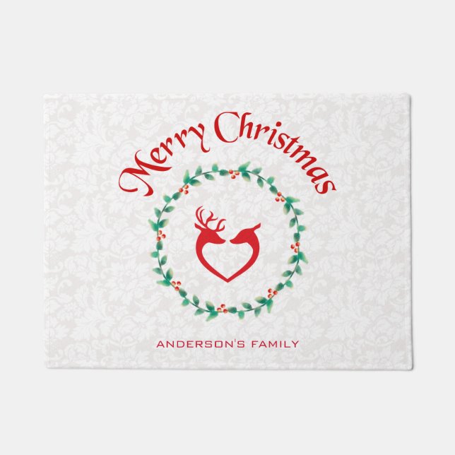 Kerst Holly bessen krans Deurmat (Voorkant)