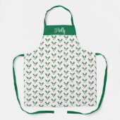 Kerst Holly bessen patroon gepersonaliseerd Schort (Voorkant)