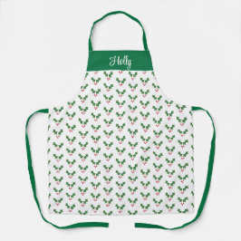 Kerst Holly bessen patroon gepersonaliseerd Schort