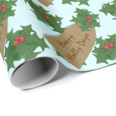 Kerst Holly Bessen Vakantie Inpakpapier (Rol Hoek)