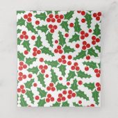 Kerst holly bessengrens gevouwen escort plaatskaartje (Binnenkant ongevouwen)