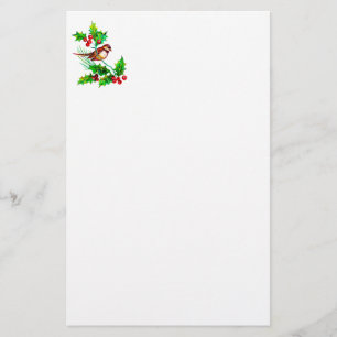 Kerst Holly & Bird II Stationery Briefpapier