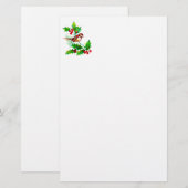 Kerst Holly & Bird II Stationery Briefpapier (Voorkant / Achterkant)