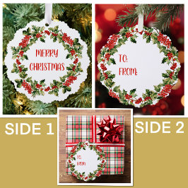 Kerst Holly bladeren & bessen Vrolijk Kerstfeest Ornament Kaart