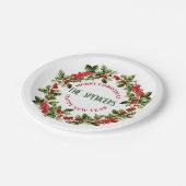 Kerst Holly bladeren & bessen Vrolijk Kerstfeest Papieren Bordje (Gekanteld)