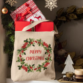 Kerst Holly bladeren & bessen Vrolijk Kerstfeest Tote Bag
