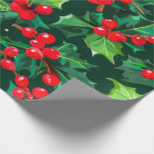 Kerst Holly bladeren en bessen patroon Cadeaupapier (Hoek)