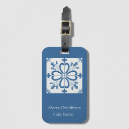 Kerst holly bladeren en bloemblaadjes tegels bagagelabel