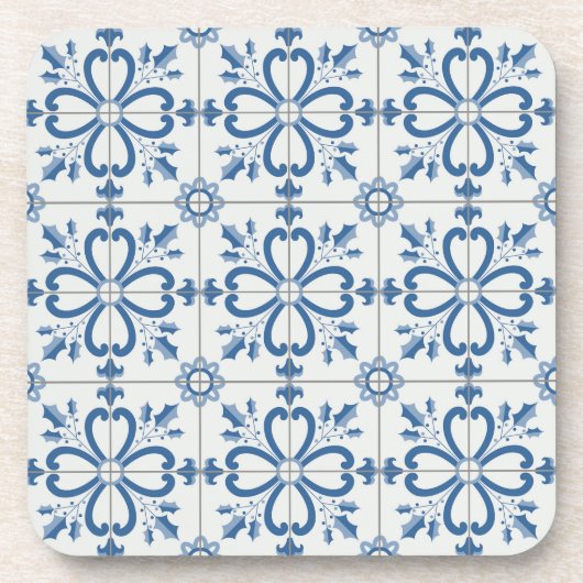 Kerst holly bladeren en bloemblaadjes tegels bier onderzetter (Voorkant)