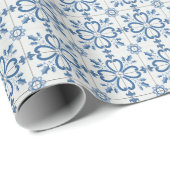 Kerst holly bladeren en bloemblaadjes tegels cadeaupapier (Rol Hoek)