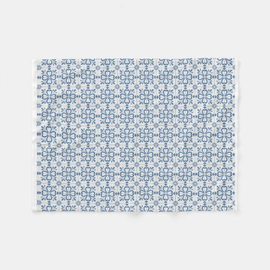 Kerst holly bladeren en bloemblaadjes tegels fleece deken (Voorkant (Horizontaal))