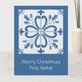 Kerst holly bladeren en bloemblaadjes tegels kaart (Voorkant)