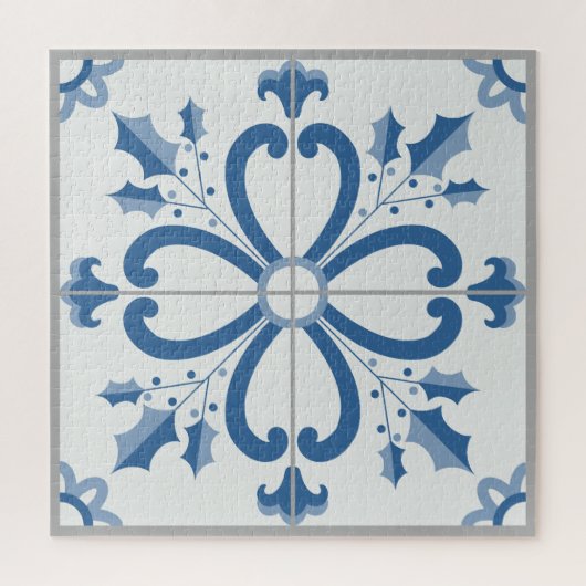Kerst holly bladeren en bloemblaadjes tegels legpuzzel (Verticaal)